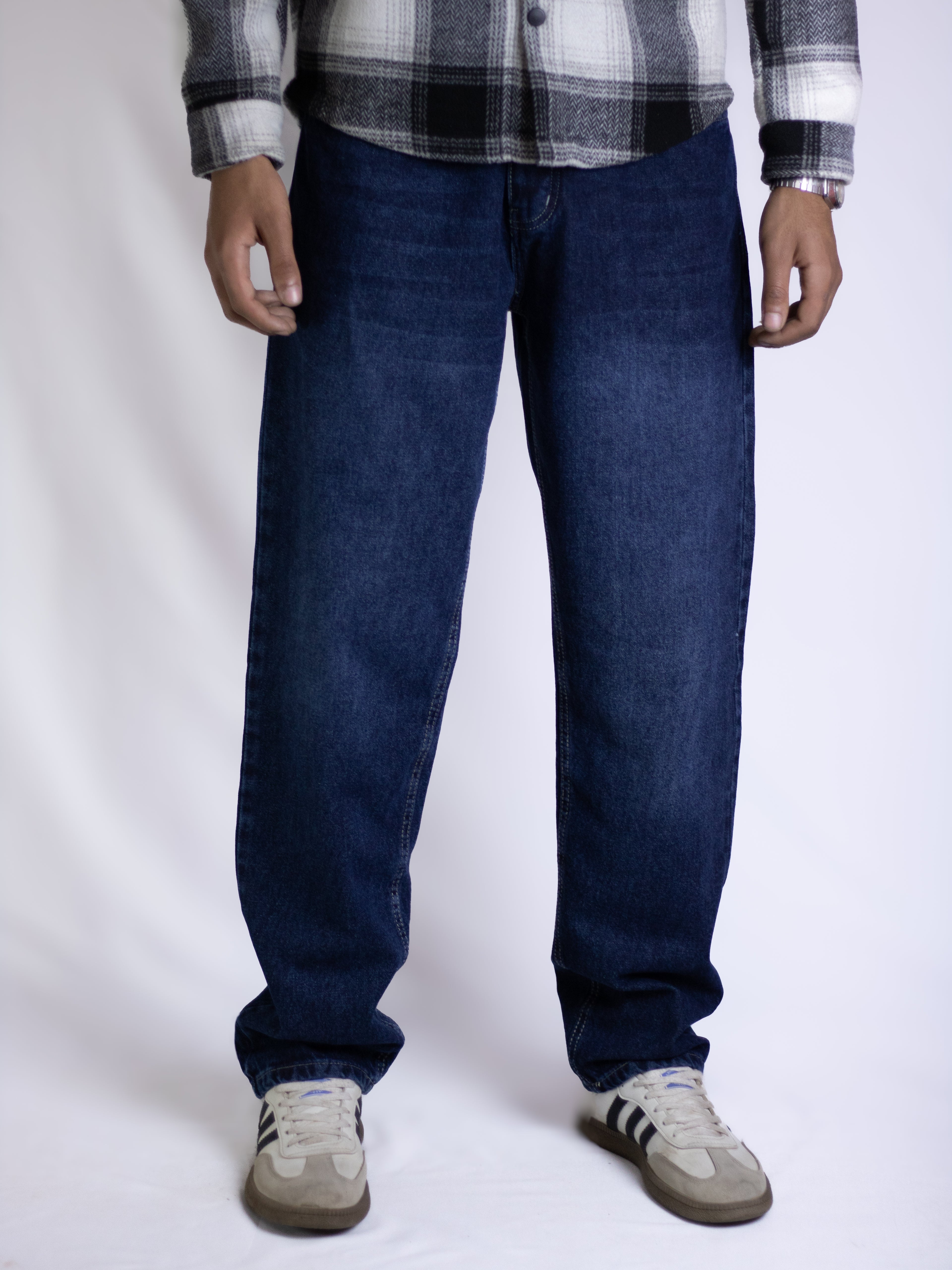 Wide Leg Jeans - Dark Blue Denim