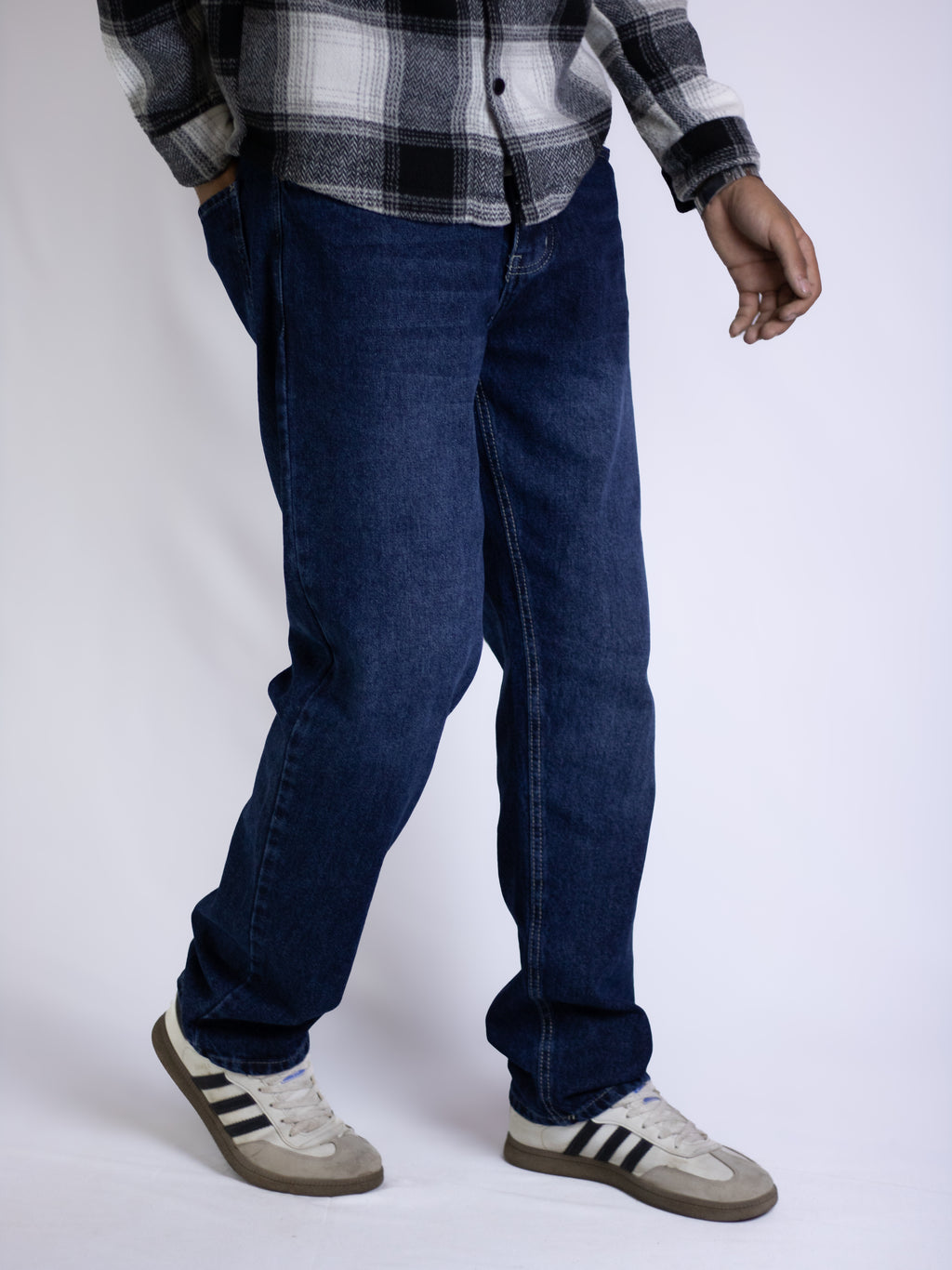 Wide Leg Jeans - Dark Blue Denim