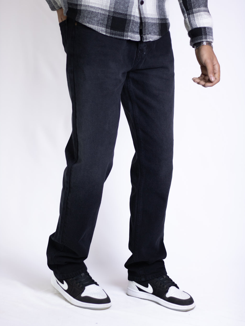 Wide Leg Jeans - Black Denim