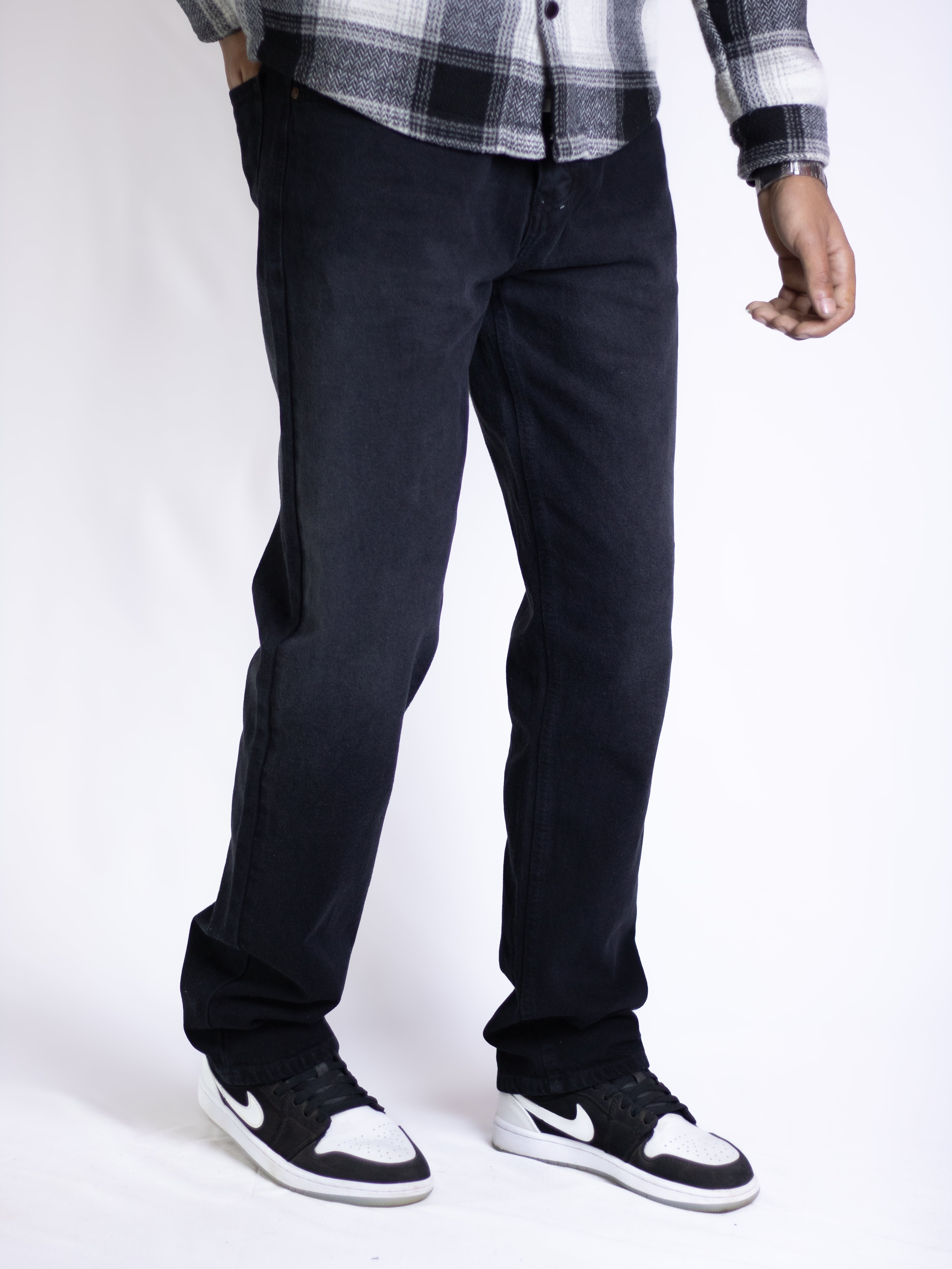 Wide Leg Jeans - Black Denim