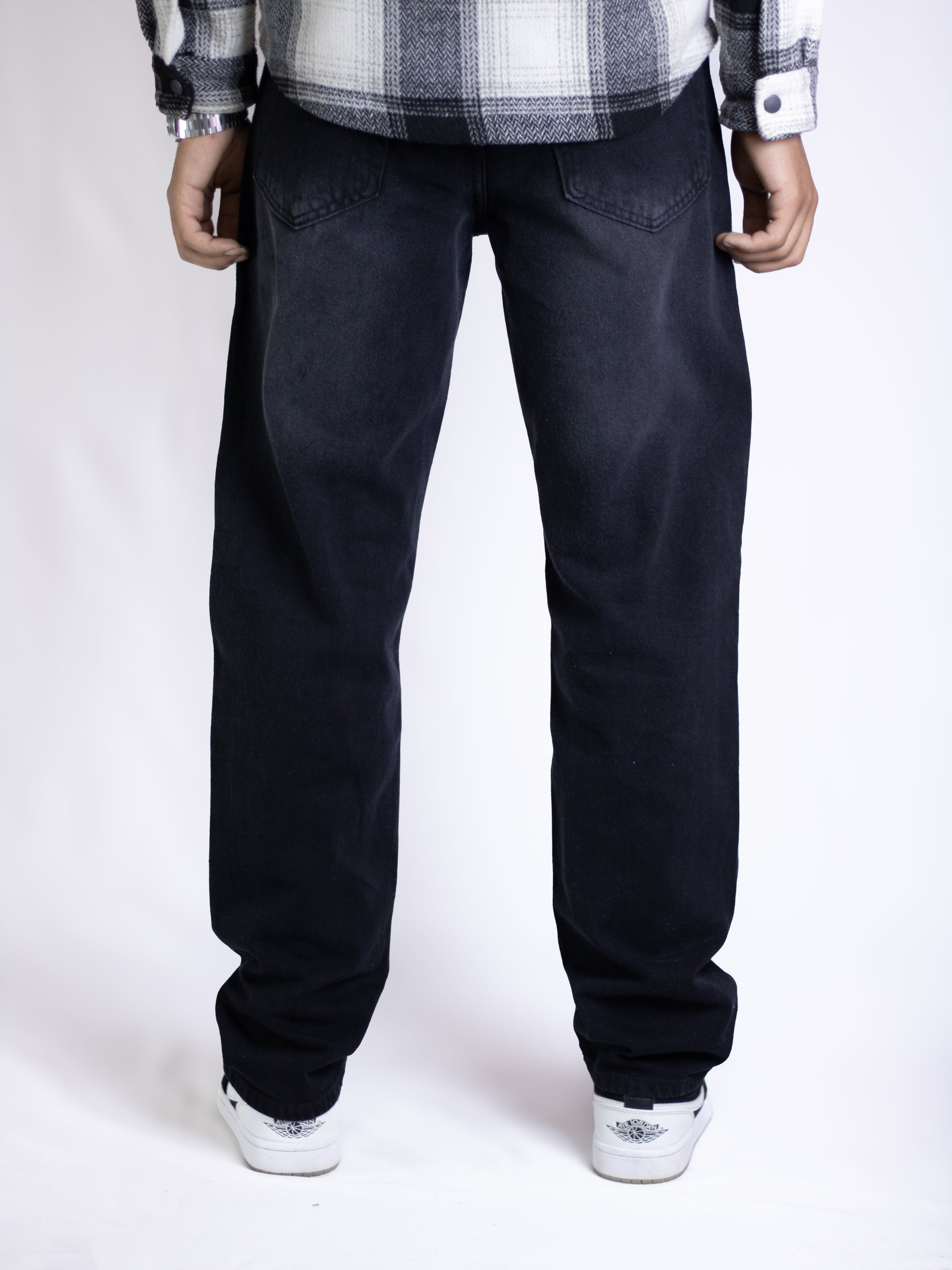 Wide Leg Jeans - Black Denim