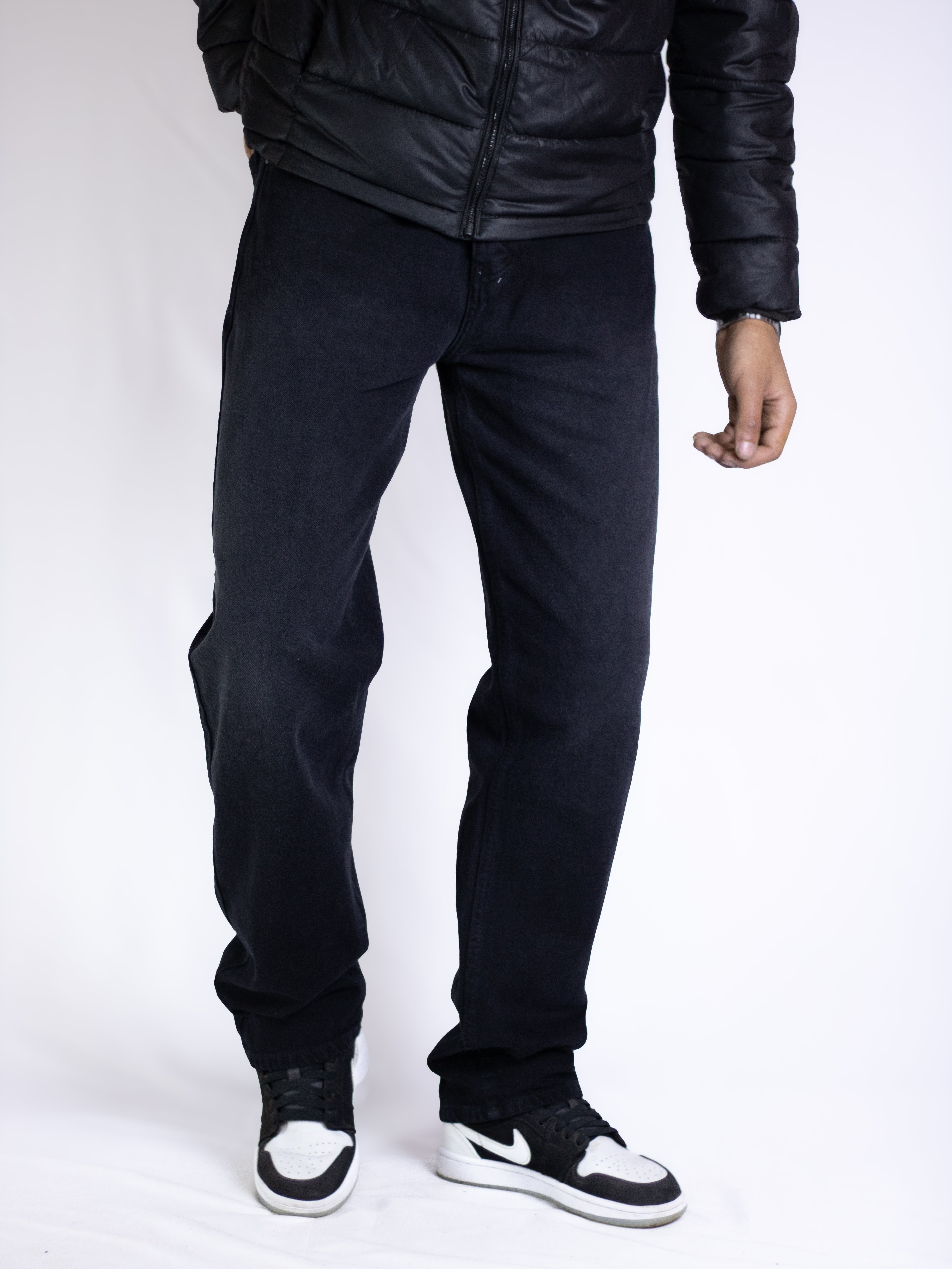 Wide Leg Jeans - Black Denim