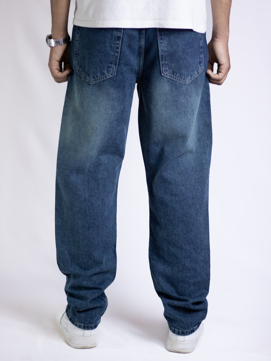 Wide Leg Jeans - Medium Blue Denim