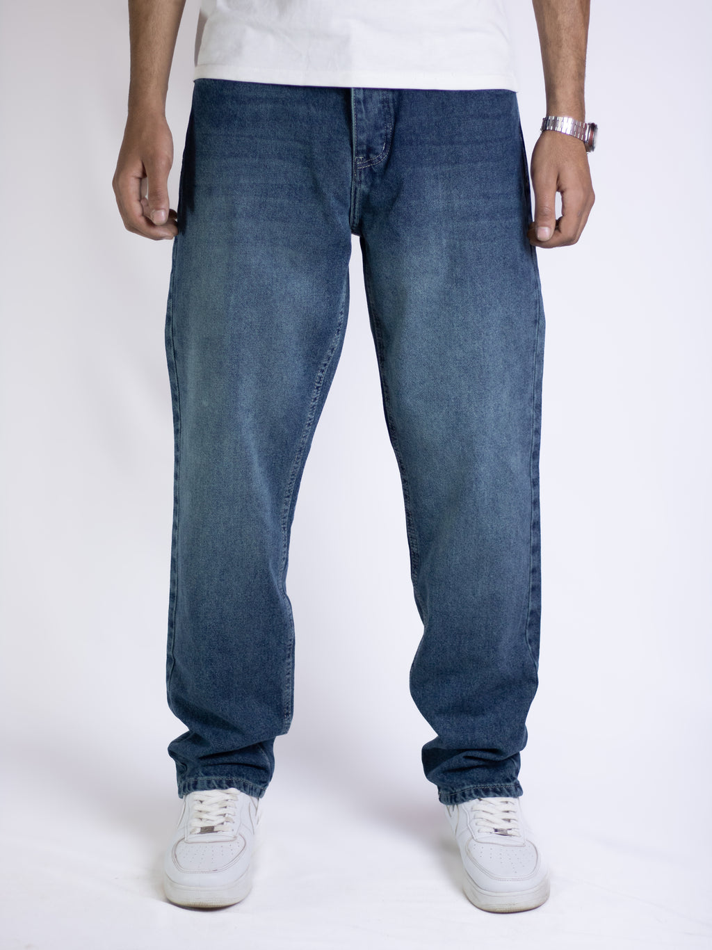 Wide Leg Jeans - Medium Blue Denim