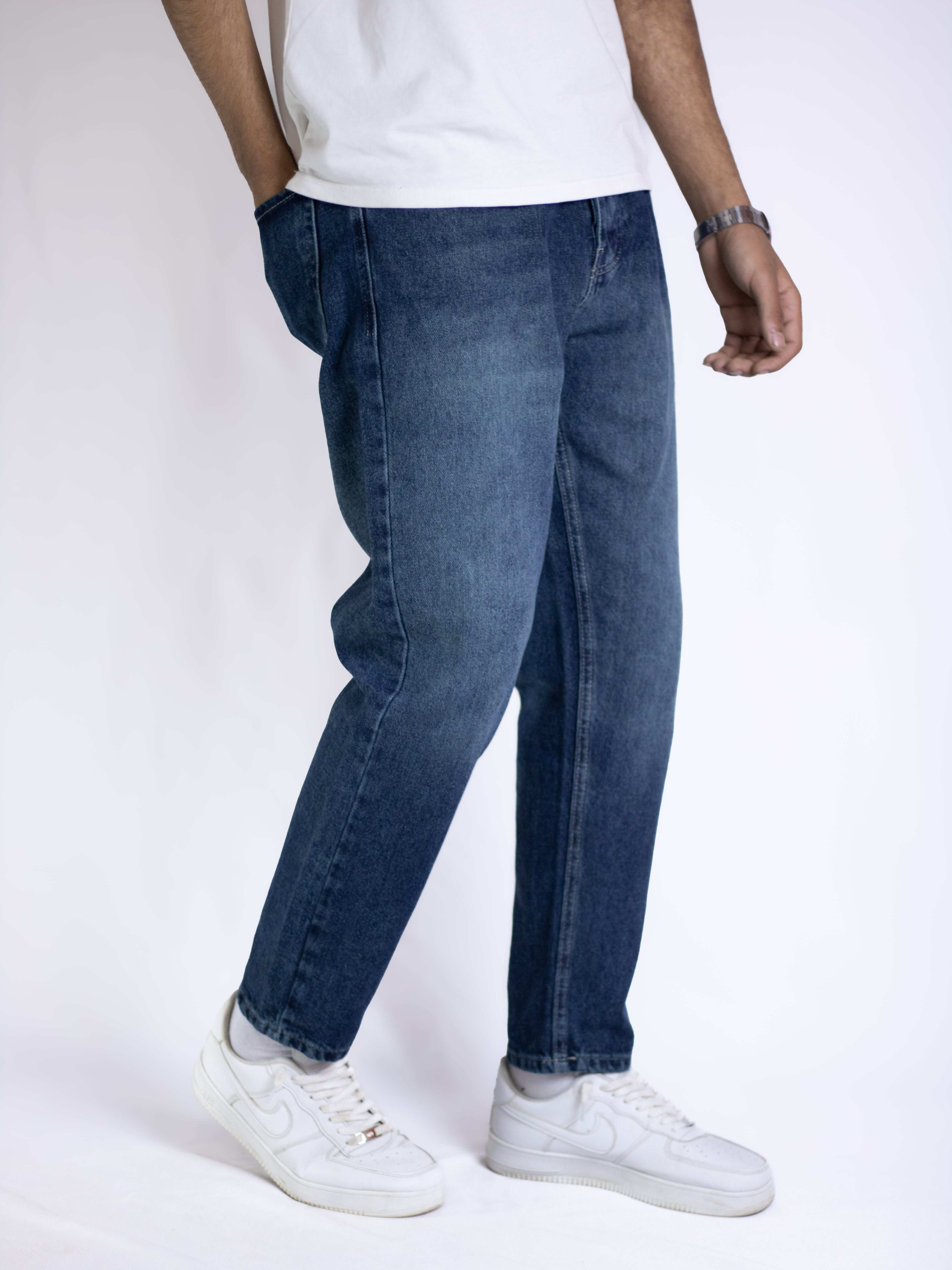 Relaxed Fit Jeans - Medium Blue Denim